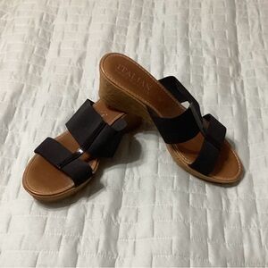 Italian Shoemakers Black and Tan Wedge Sandals